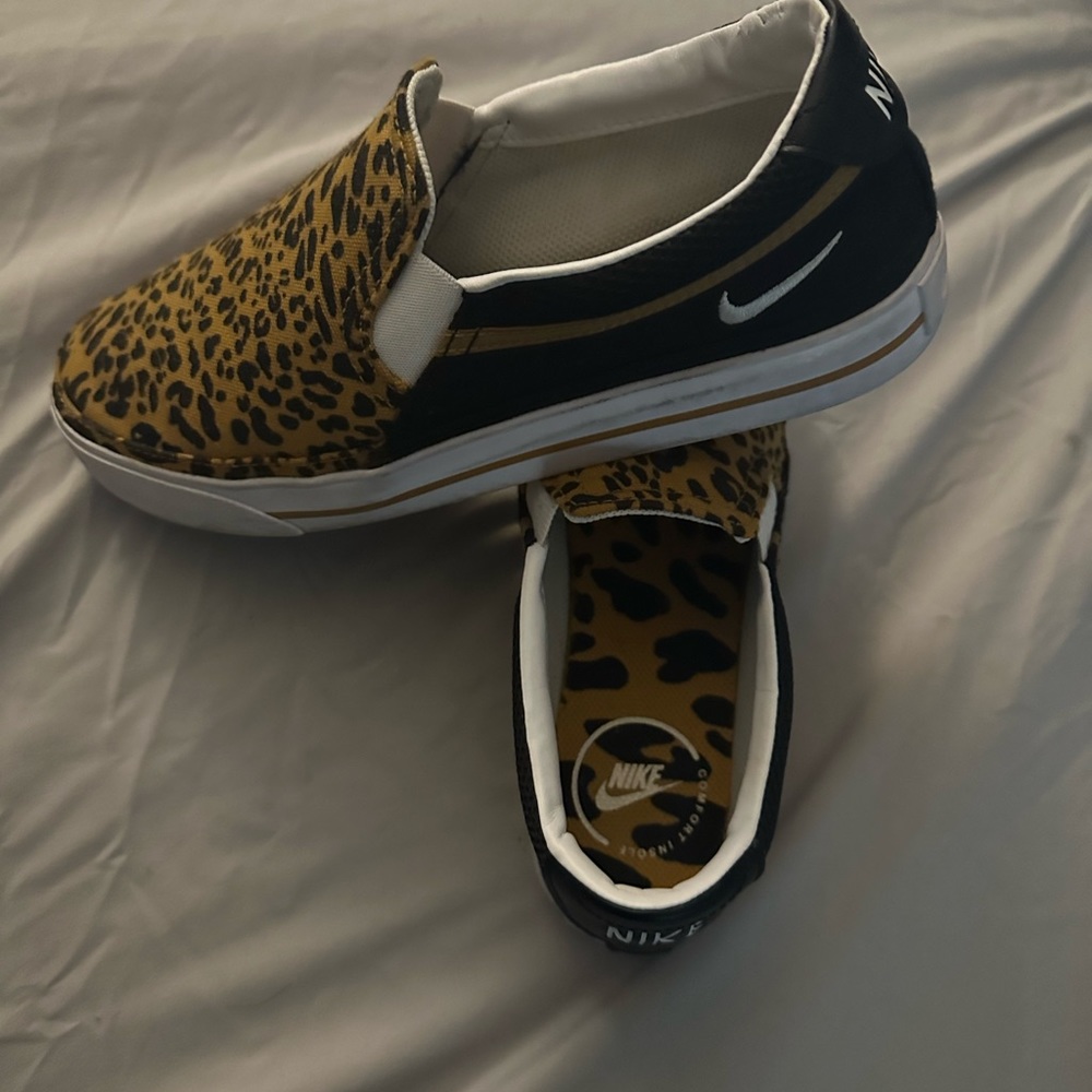 Nike Women’s Slip-On Athletic Shoes - Leopard Print Black